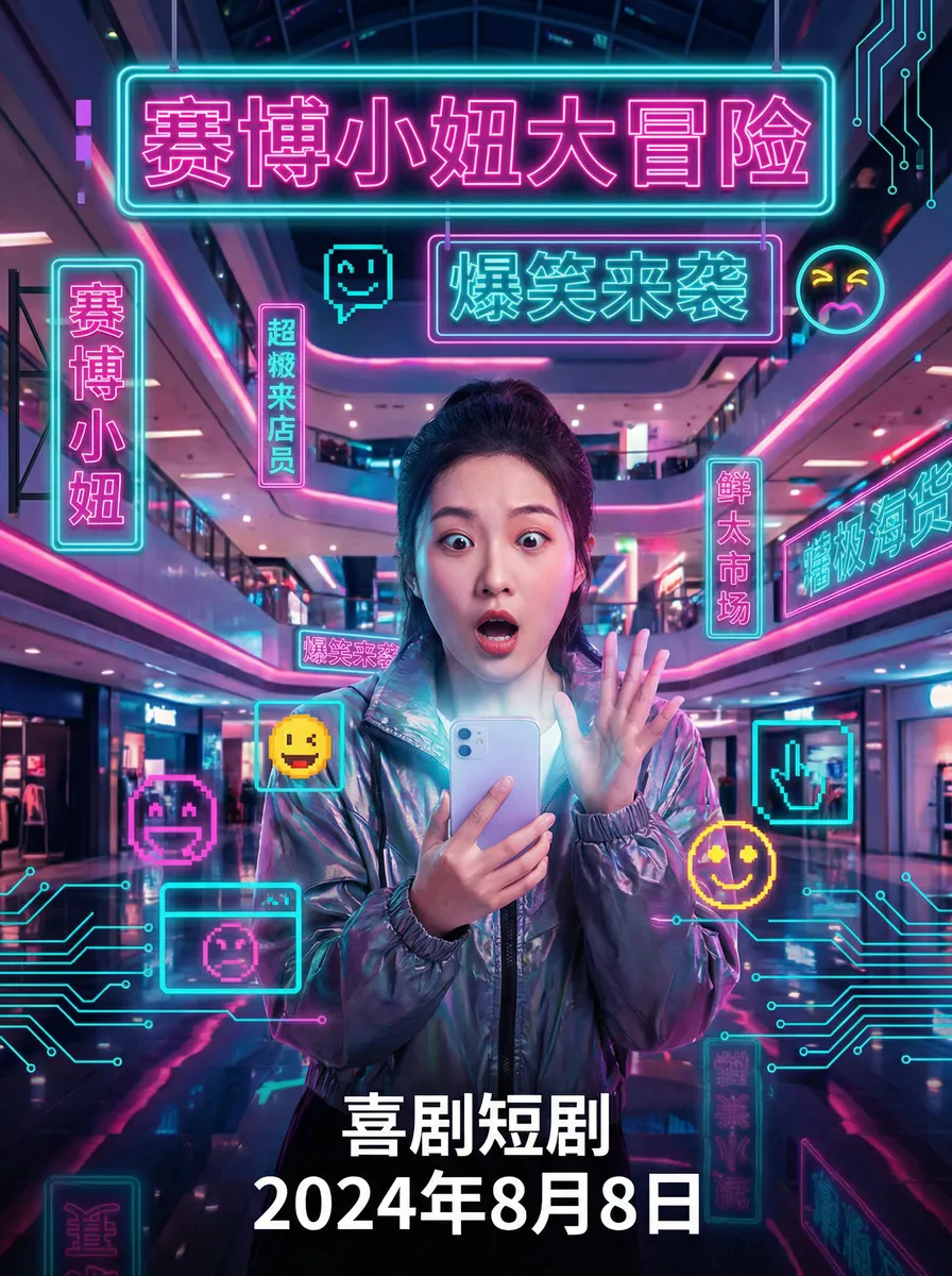 百度qq 搞笑喜剧短剧 - 赛博小妞大冒险海报